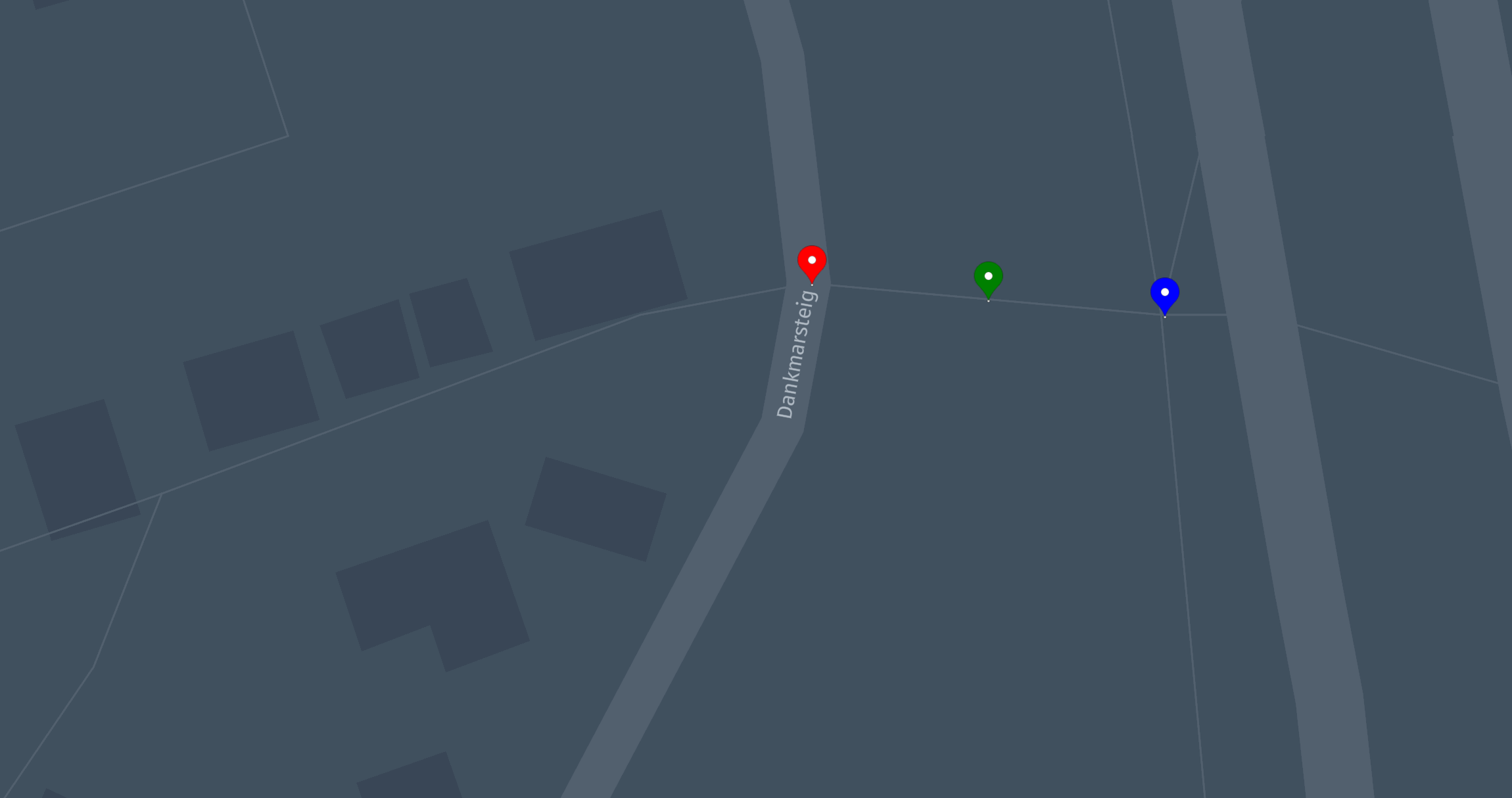 Three points on a vertex geometry