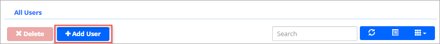 Screenshot of the **+ Add User** button