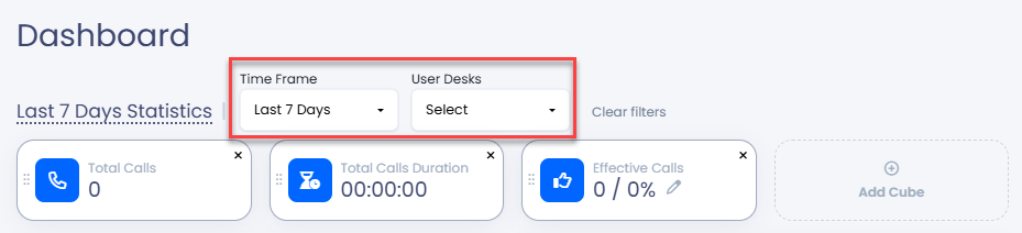 Screenshot with applying filters to data cubes