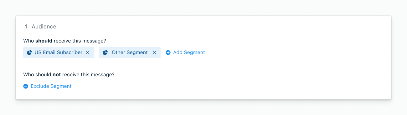 Image shows being able to select a segment for your users