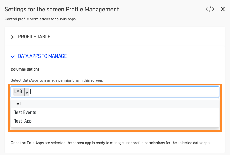 Adding Data Apps to the profile range