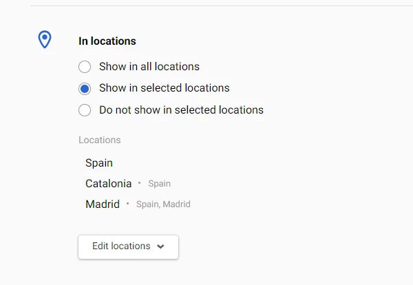 In locations settings