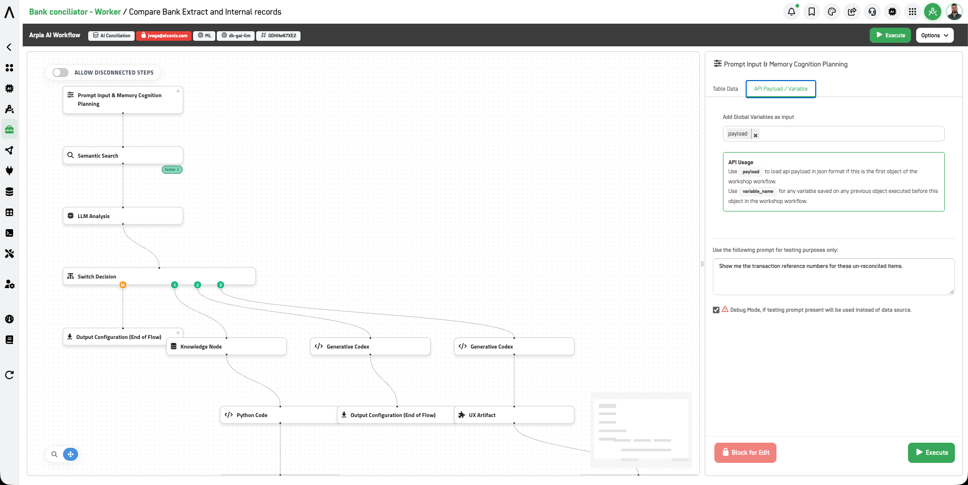 AI Worker workflow in ARPIA