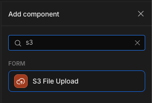 Adding an S3 File Upload component