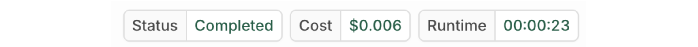 The total cost and runtime for the Experiment will be displayed.