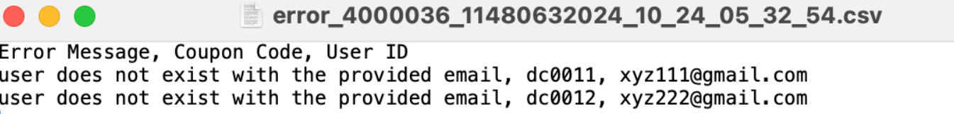 Error response in the case of Invalid Email