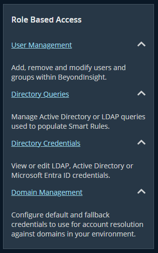 Role based access selections