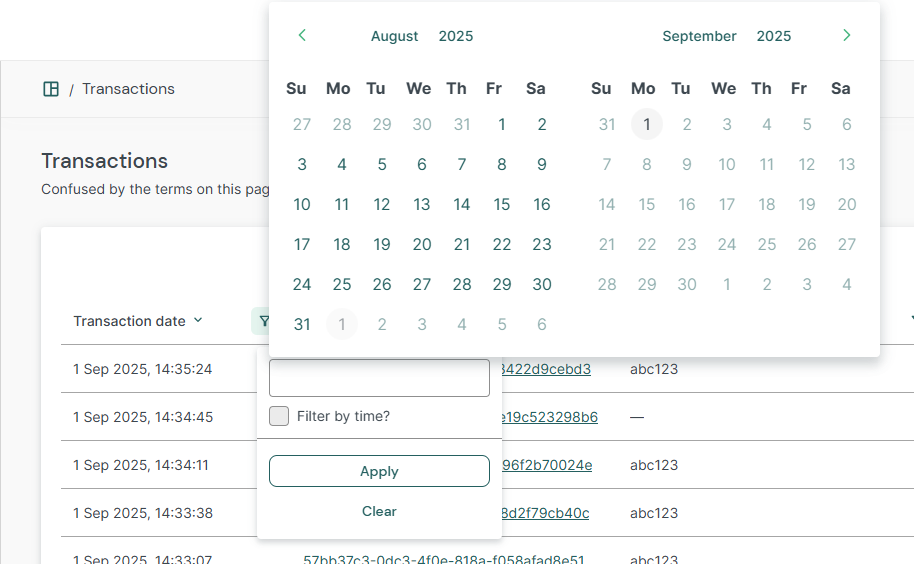 Date filter: future dates have been disabled to prevent from being selected