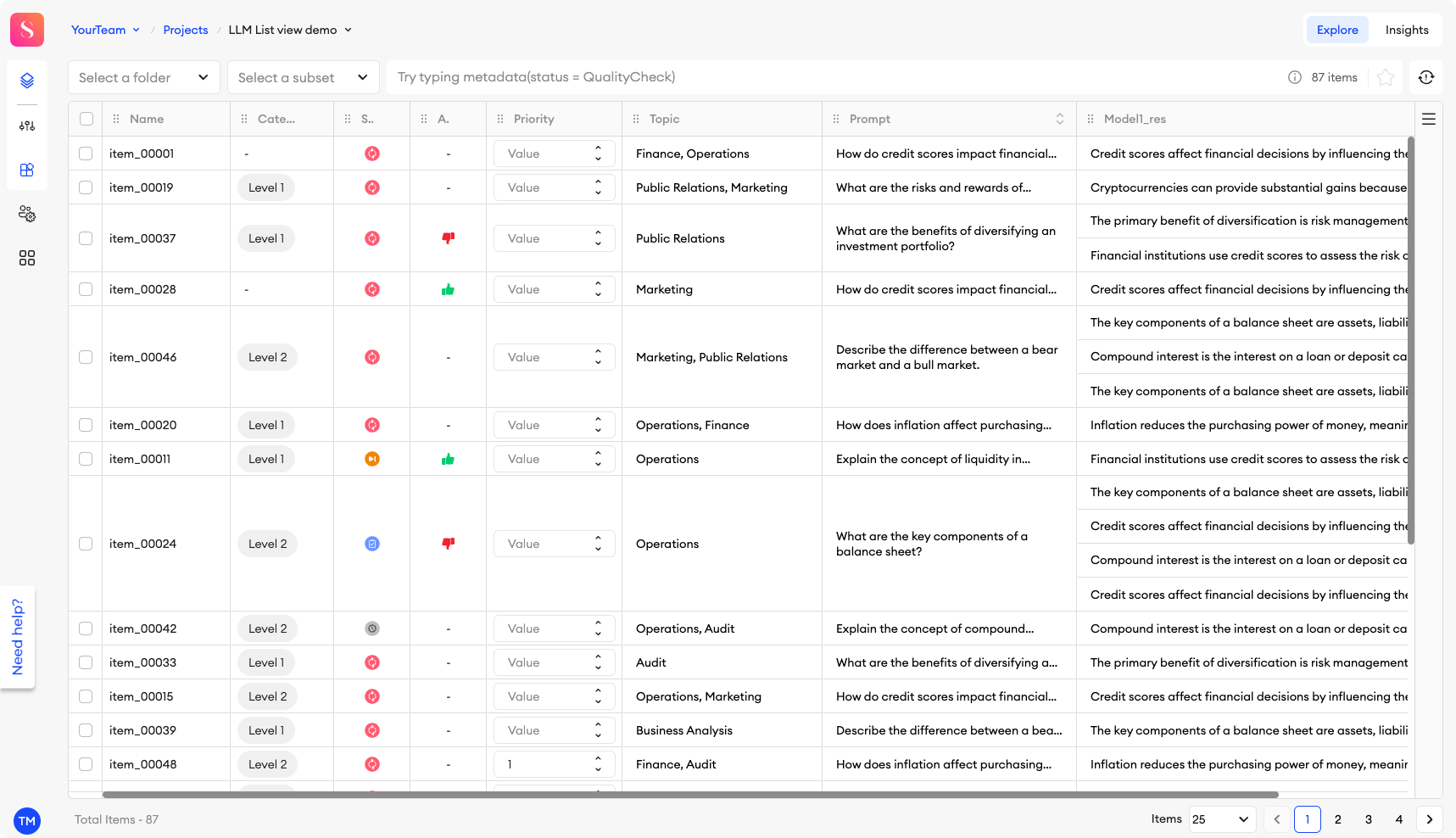 LLM List View