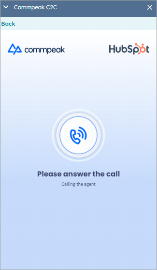 Screenshot with the initiating a Click2Call call