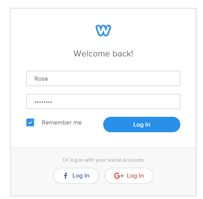 Login on Weebly Admin