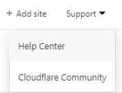 Support drop-down menu.