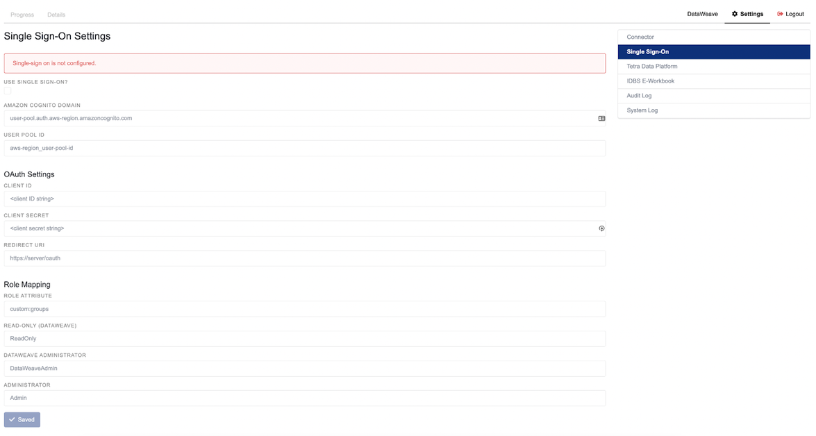 Figure 4. The SSO Configuration Screen