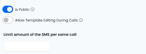 Screenshot of disabling template message edit and limiting the SMS amount per same call