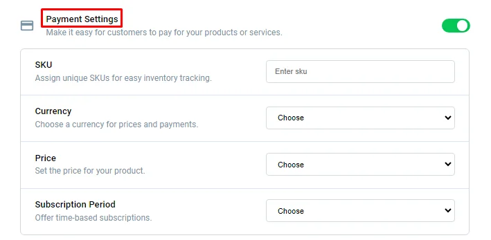 payment settings