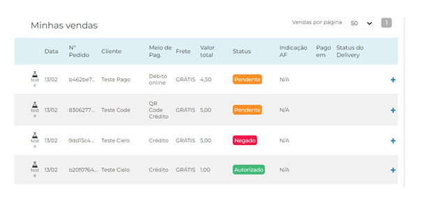 ![Lista de Transações no Modo Teste]\({{ site.baseurl_root }}/images/checkout/superlink/superlink-transacoes-modoteste.png)