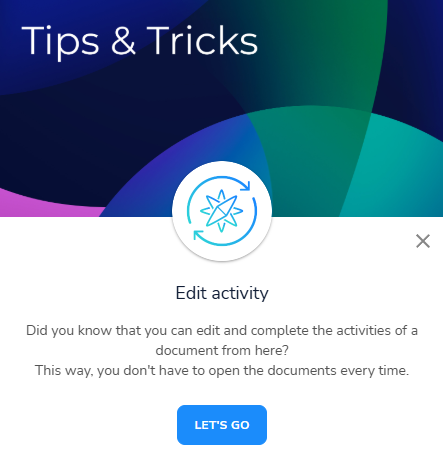 Launch of the new tips & tricks guide for editing a document activity