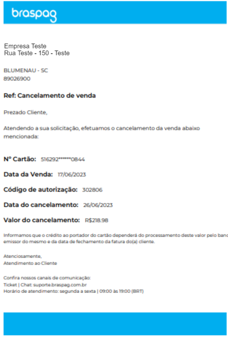 Modelo da carta de cancelamento