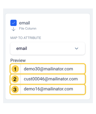 A file column(email) mapping to email in master_contact table