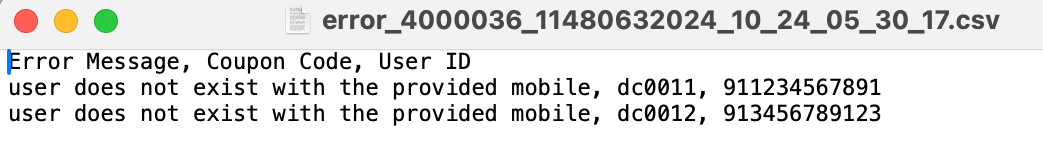 An error message indicating an invalid mobile number