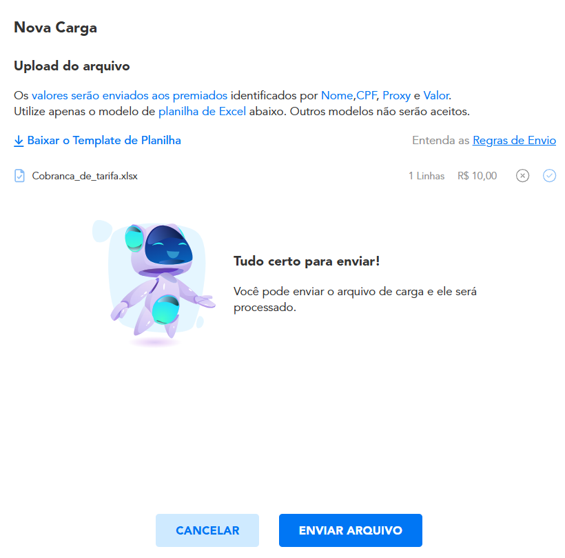 Seleção e envio de arquivo