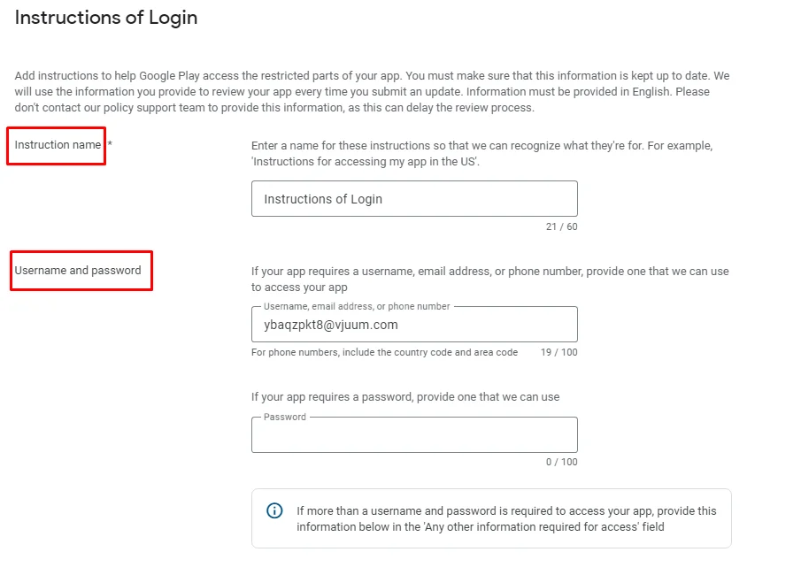 login instructions