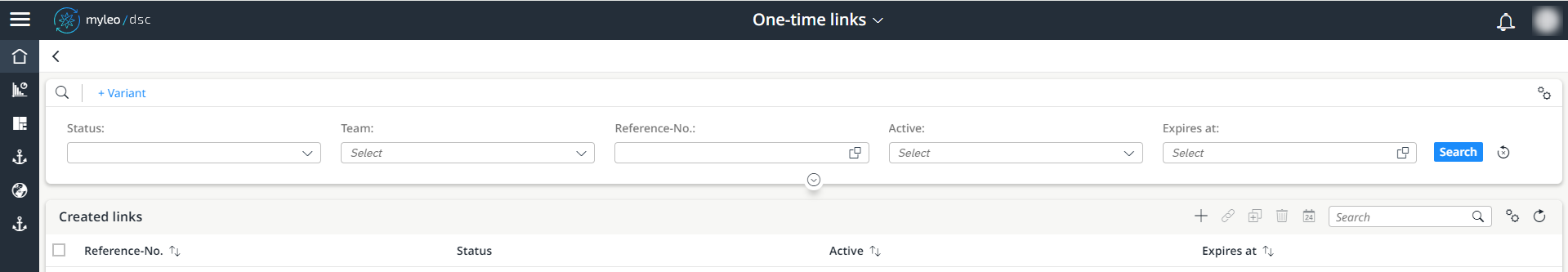 One-time links - worklist and filter options