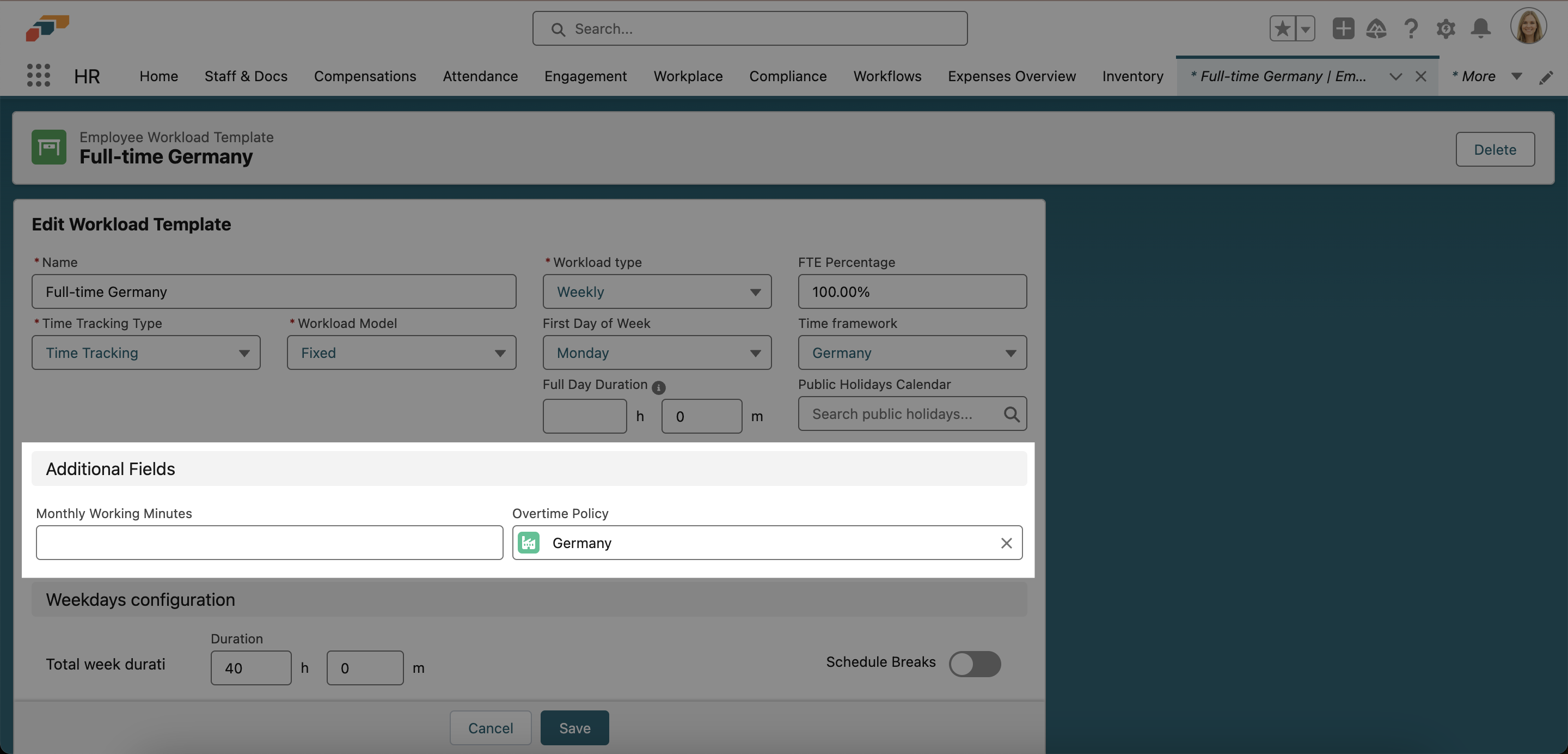 Creating custom Page Layouts for Workload Templates in flair