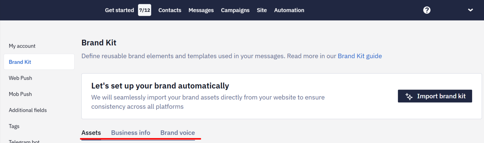 Settings groups