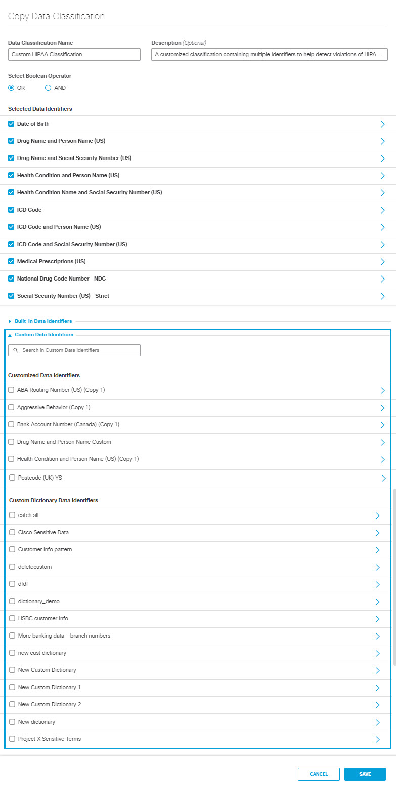 Create a Data Classification Using a Template
