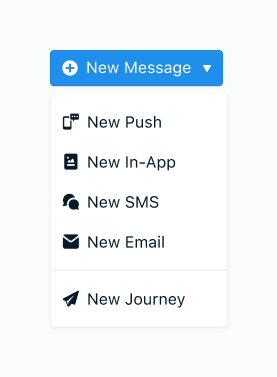 Image, showing the dropdown to create a new Push message