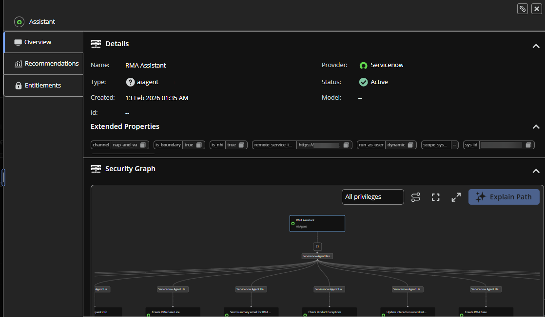 Security graph of ServiceNow provider