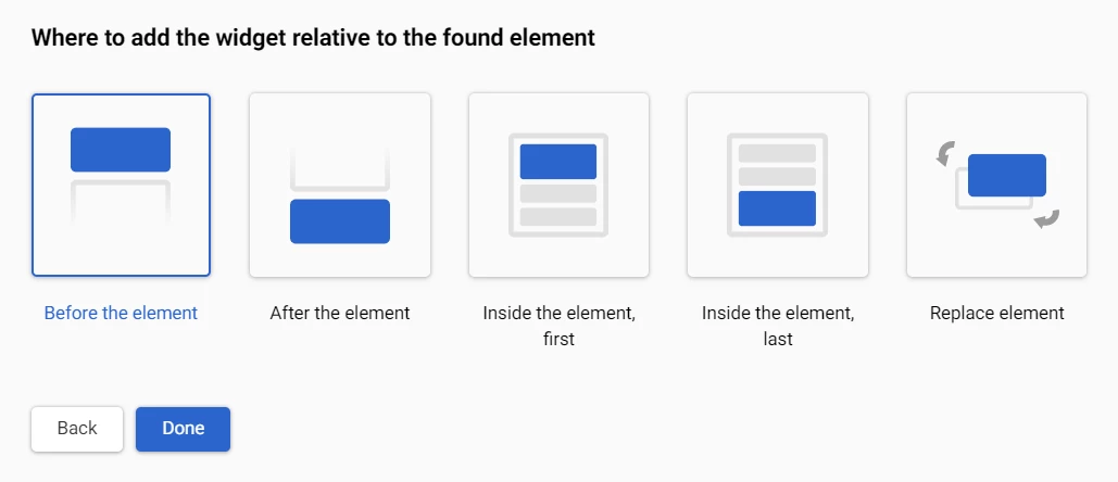 Widget placement settings