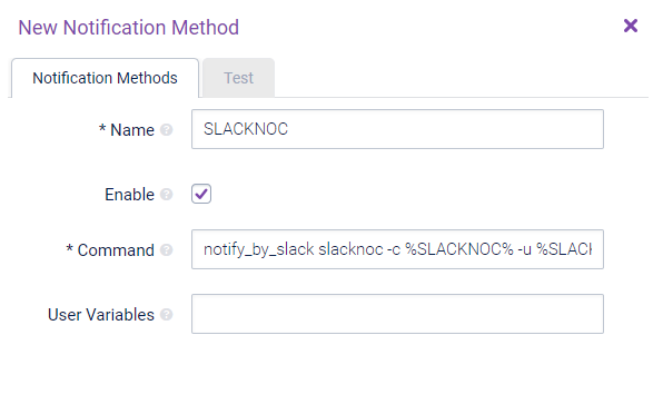 Example text for a slacknoc channel within the command window containing reference to the new VARIABLE created/to be created.