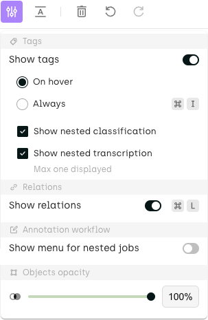 Annotation display settings