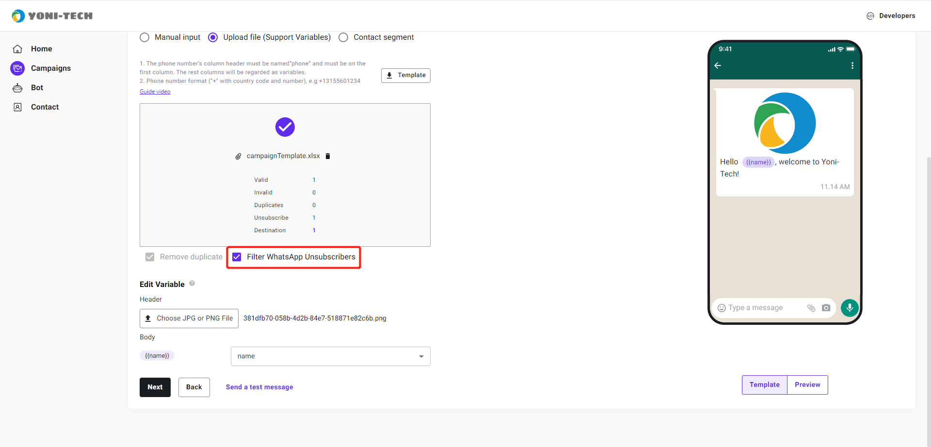 Select the filter option