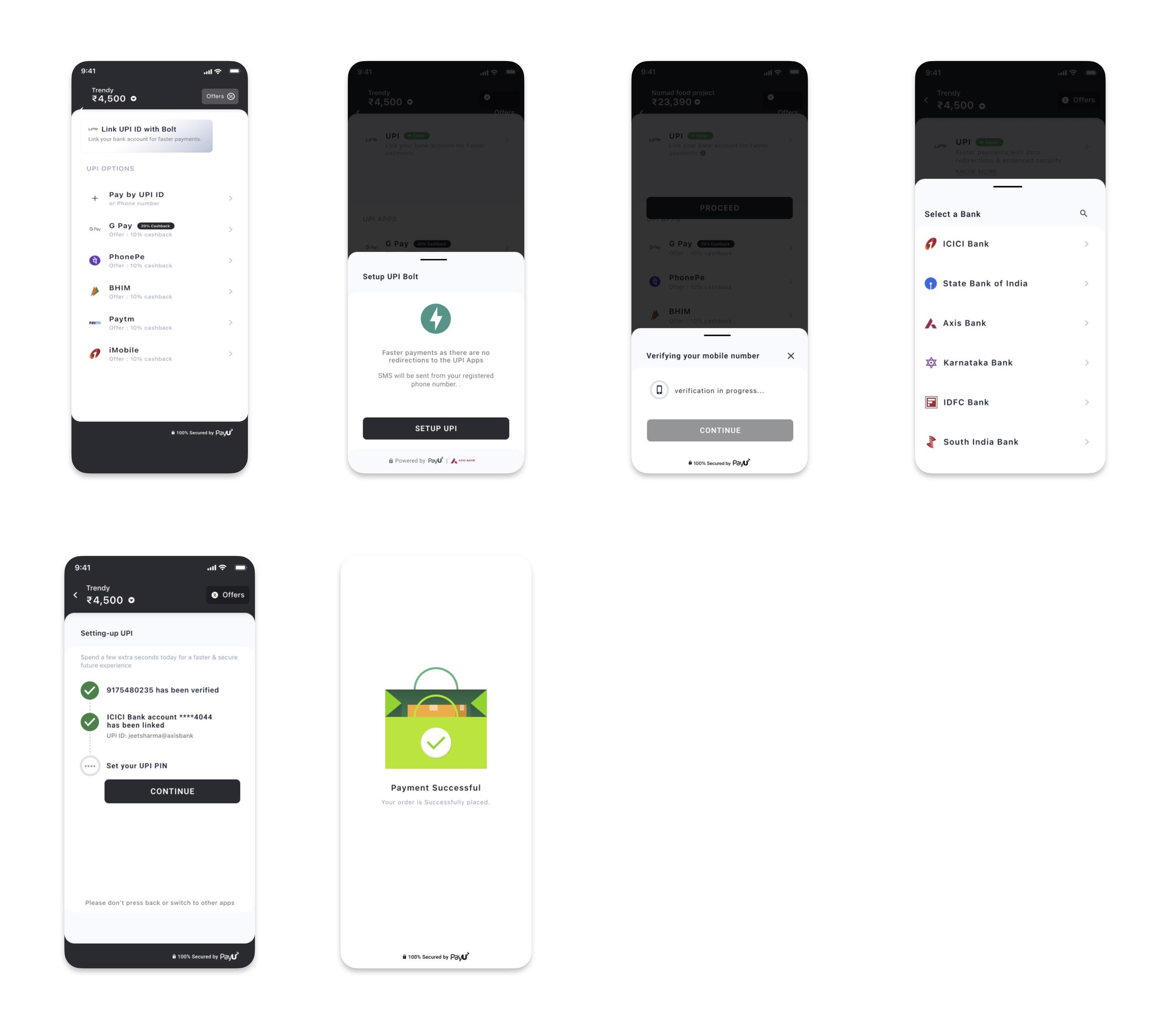 UPI Bolt React Native Custome Journey for Registration and Pay