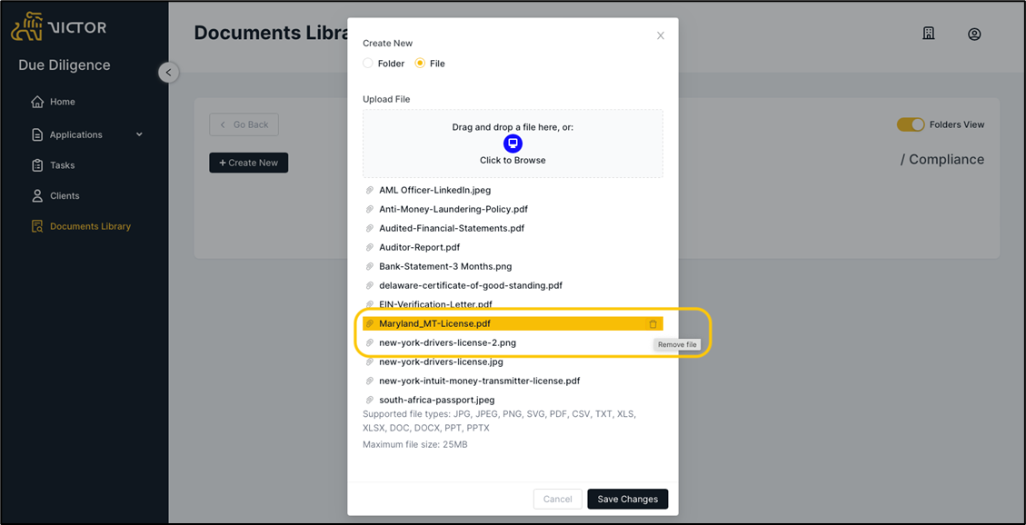 Figure 15. Document Library File Deletion