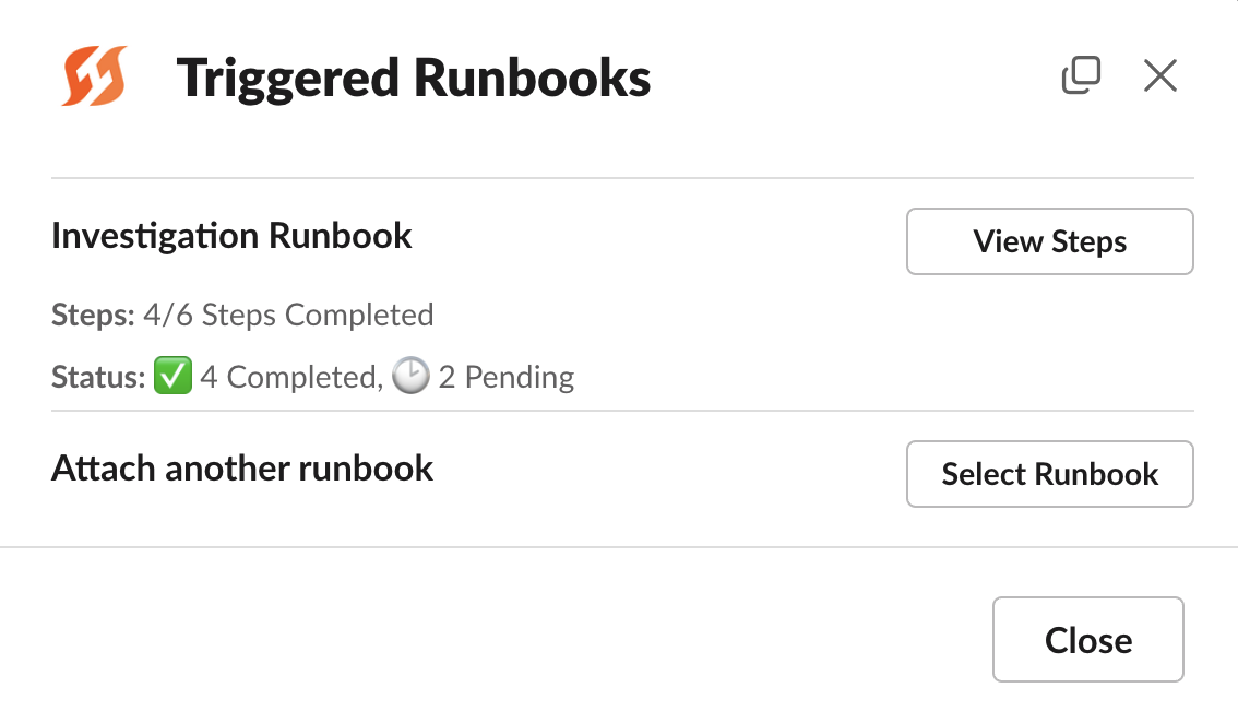 The modal for Runbooks with `/fh runbooks`