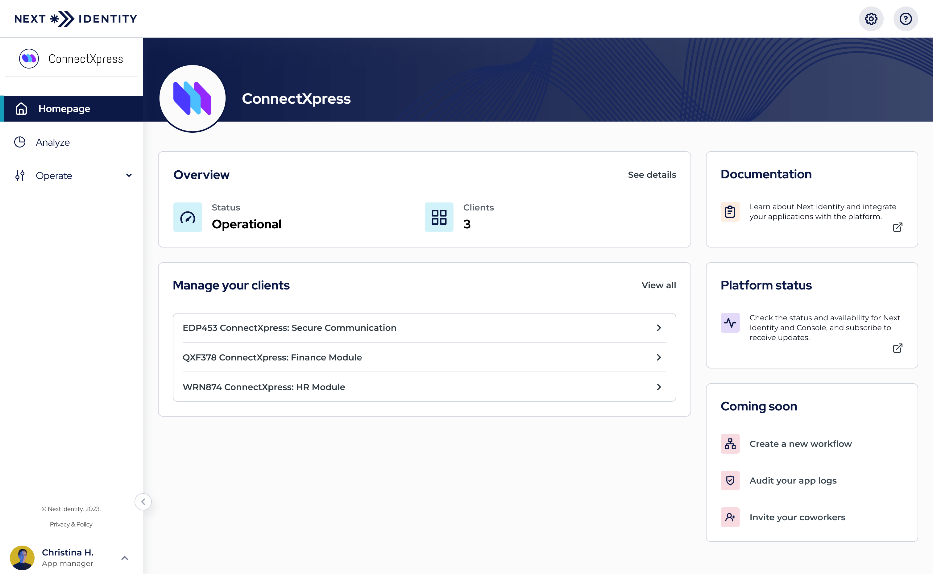 Application Management View - Property Homepage