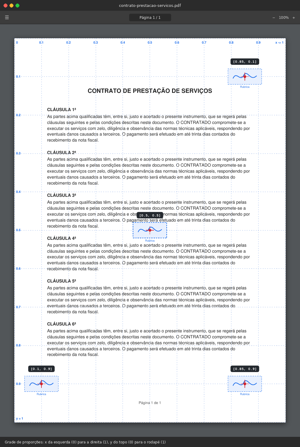 Grade de proporções com os quatro pontos