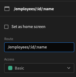 Employees screen with two variables