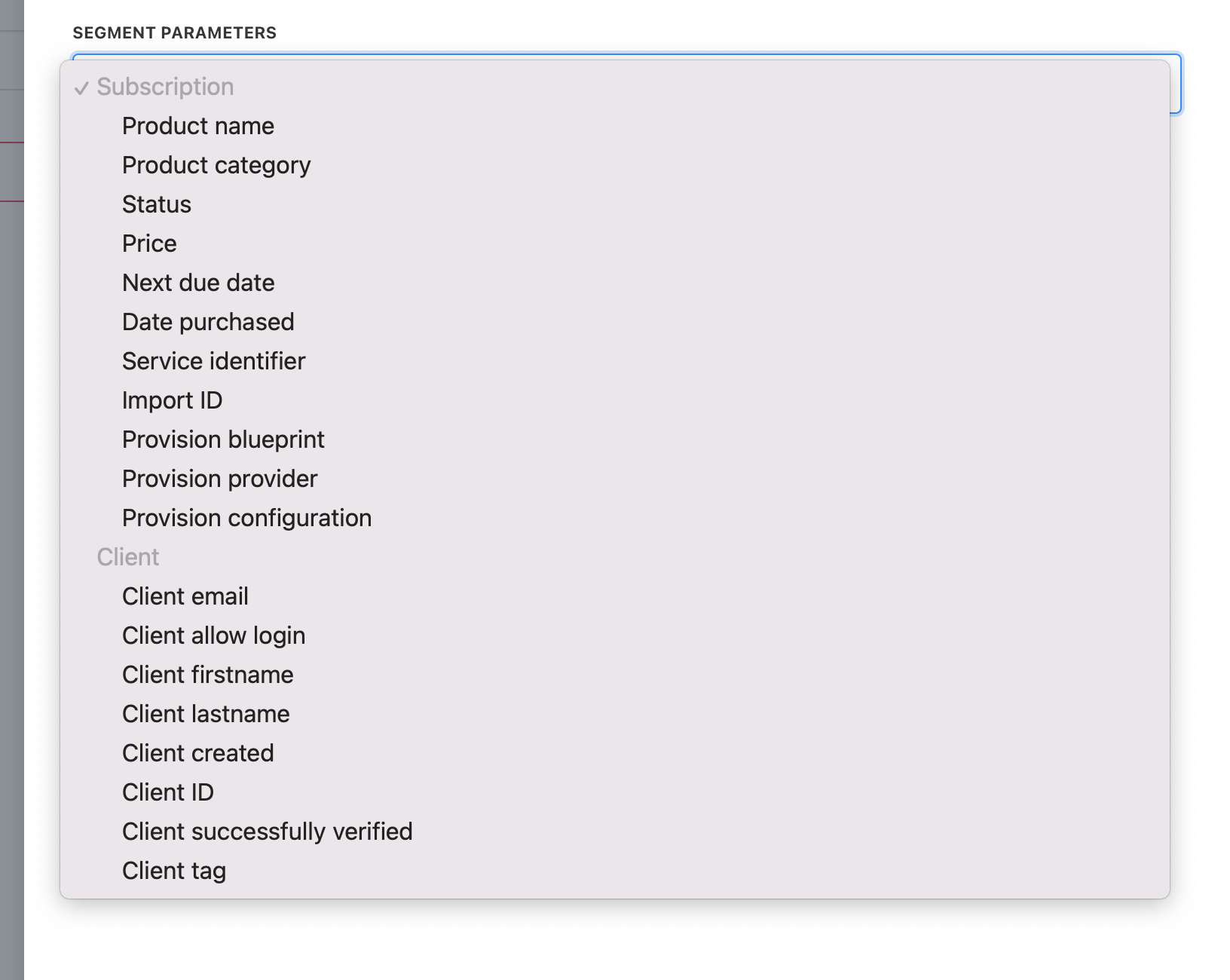 Choose a parameter