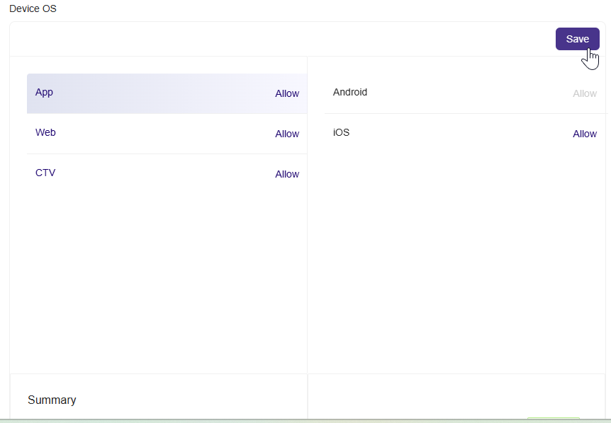 **Save the selected device OS**