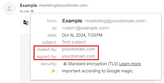 Example of email headers