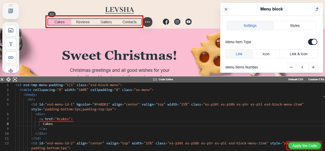 HTML link code example