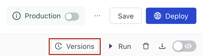 The versions button in Pipeline Builder
