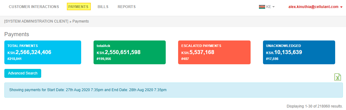 Payment Navigation Menu