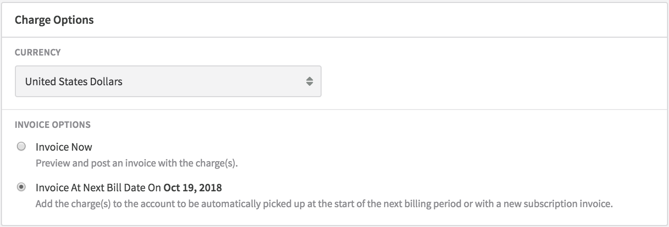 You can create a custom charge that will be invoiced at next bill date or next billing event.