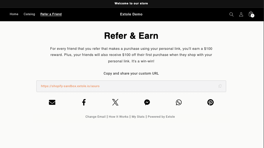 Example of an embedded referral page